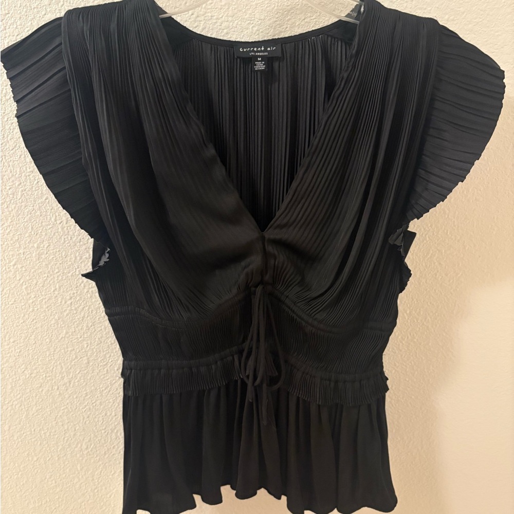Current Air Black Pleated Blouse